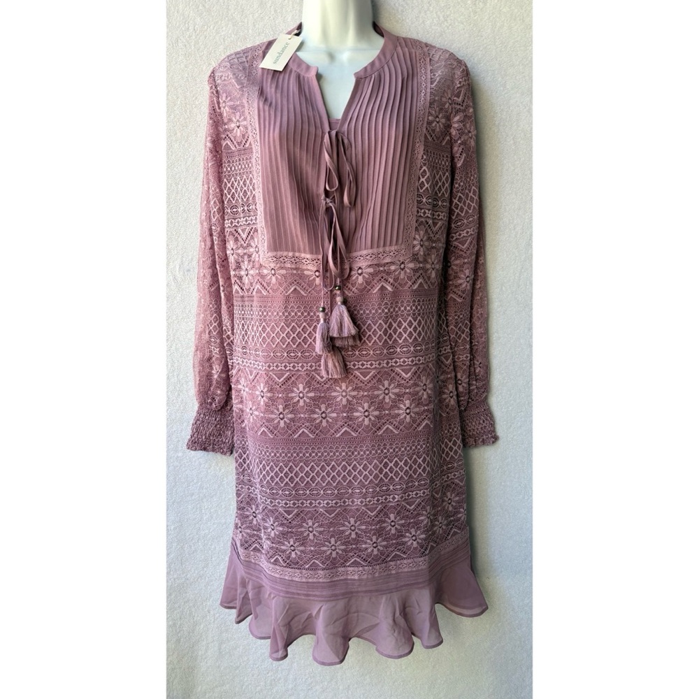 Sundance Maxine Dress Lace Mini Hyacinth Long Sleeve